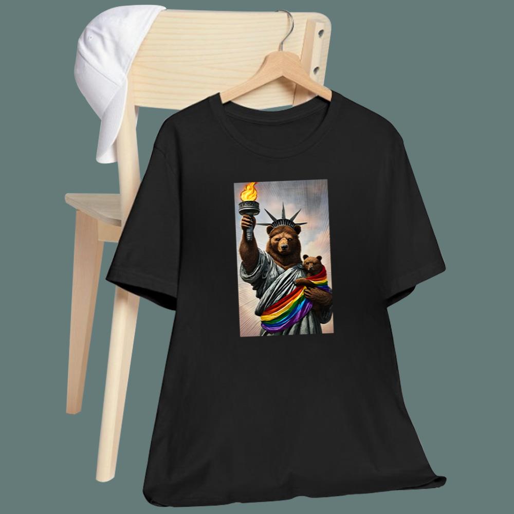 Bear Statue Of Liberty Pride T-Shirt