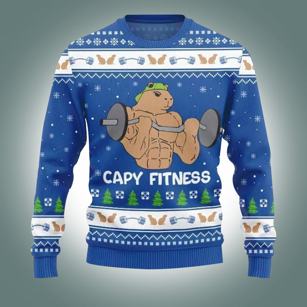 Capybara Fitness Ugly Christmas Sweater