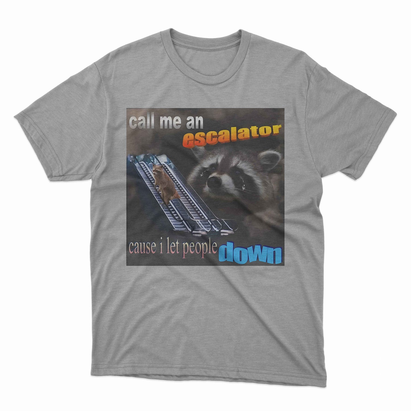 Escalator Cause I Let People Down Raccoon T-Shirt