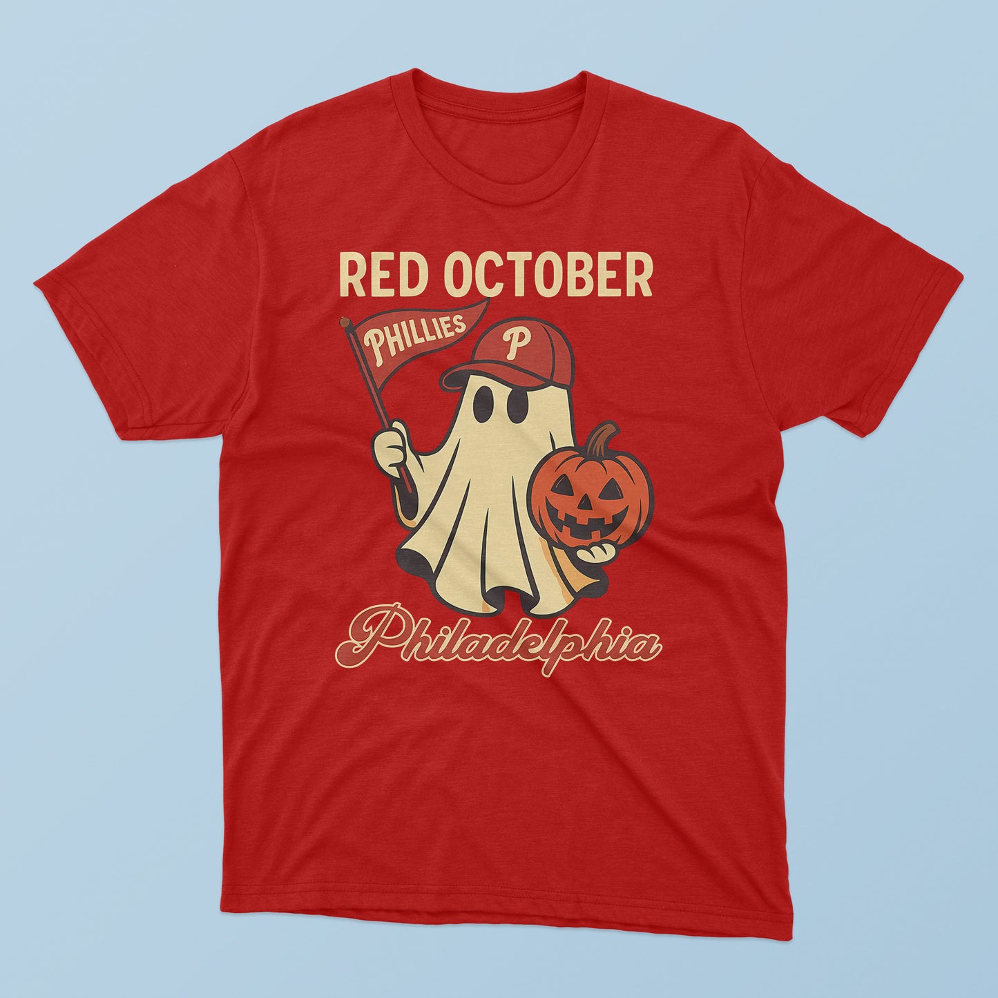 Halloween Ghost Phillies Red October T-Shirt