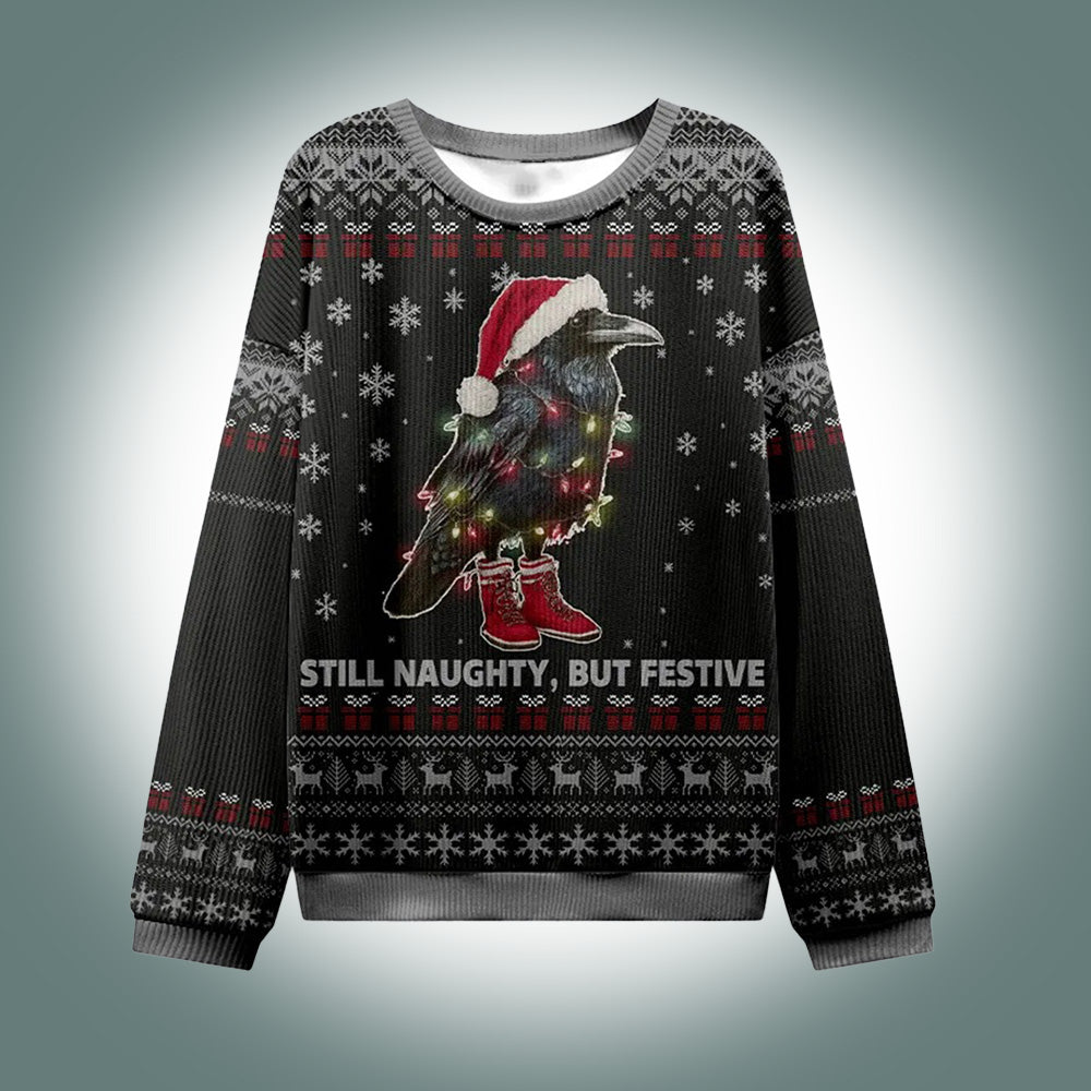 Santa Crow Still Naughty But Festive Ugly Christmas Sweater