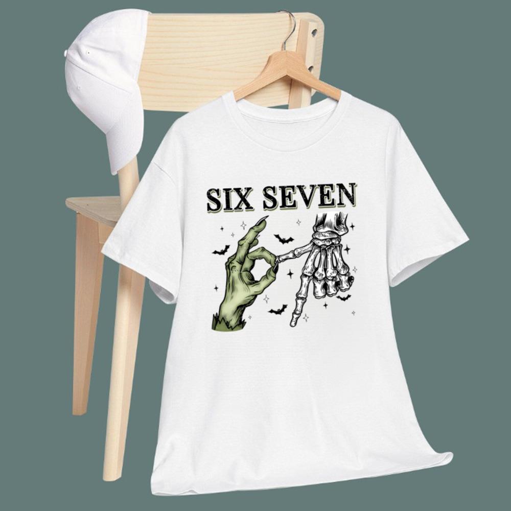 Six Seven 6 7 Skeleton Hands Halloween T-Shirt