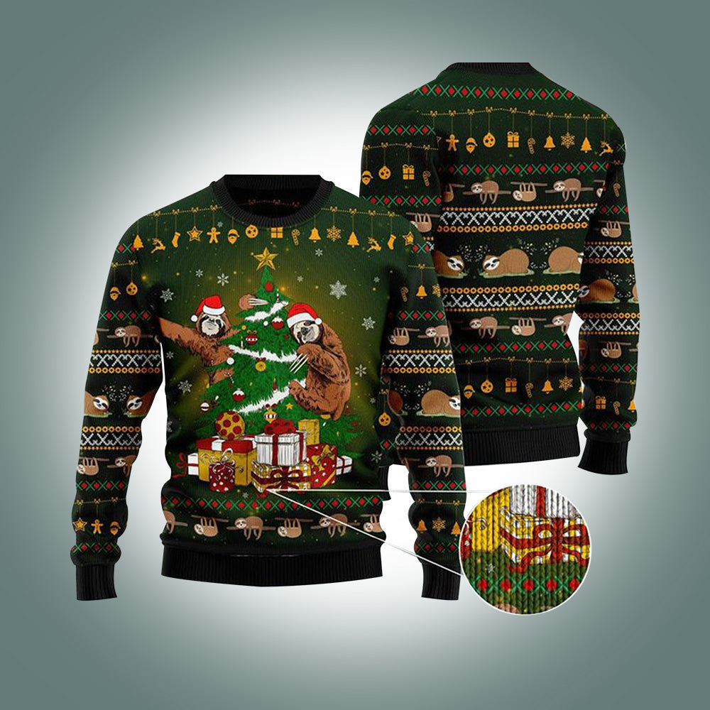 Sloth Christmas Tree Ugly Christmas Sweater