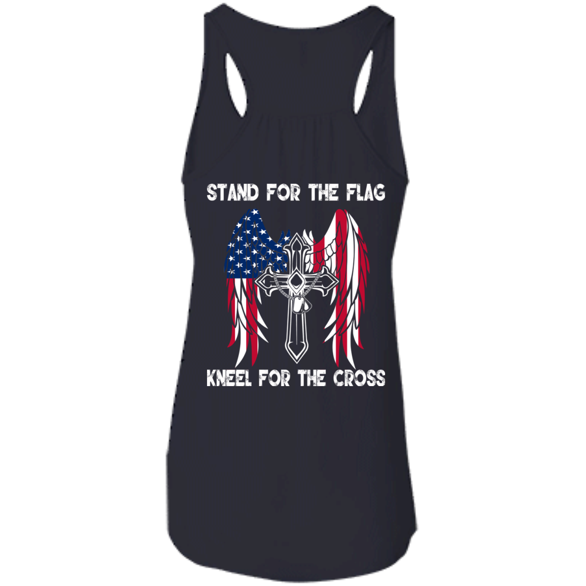 Stand For The Flag Kneel For The Cross T-Shirt - Back Design - TeeDragons