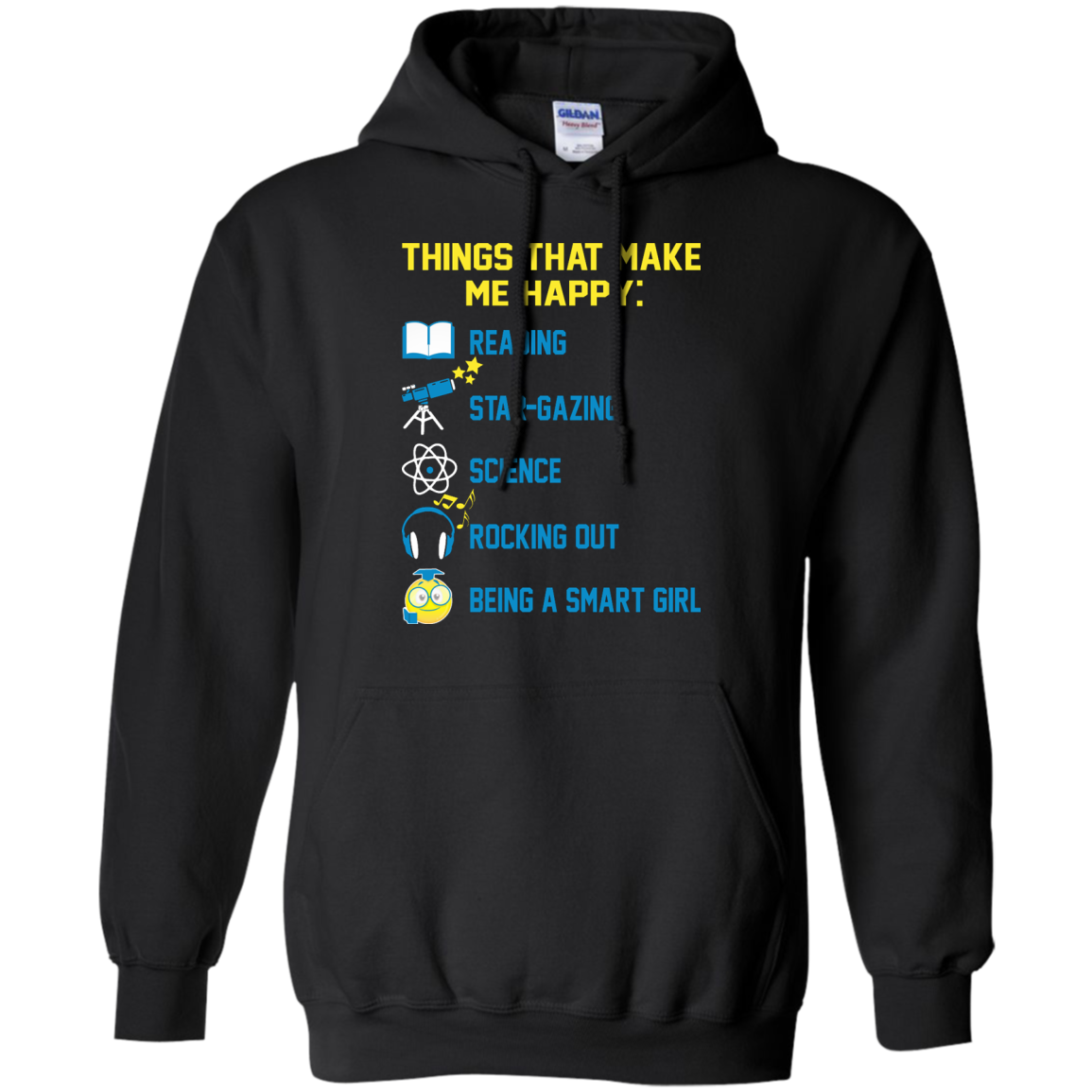 Things That Make Me Happy: Reading, Star-Gazing, Science, Rocking Out Shirt, Hoodie - TeeDragons