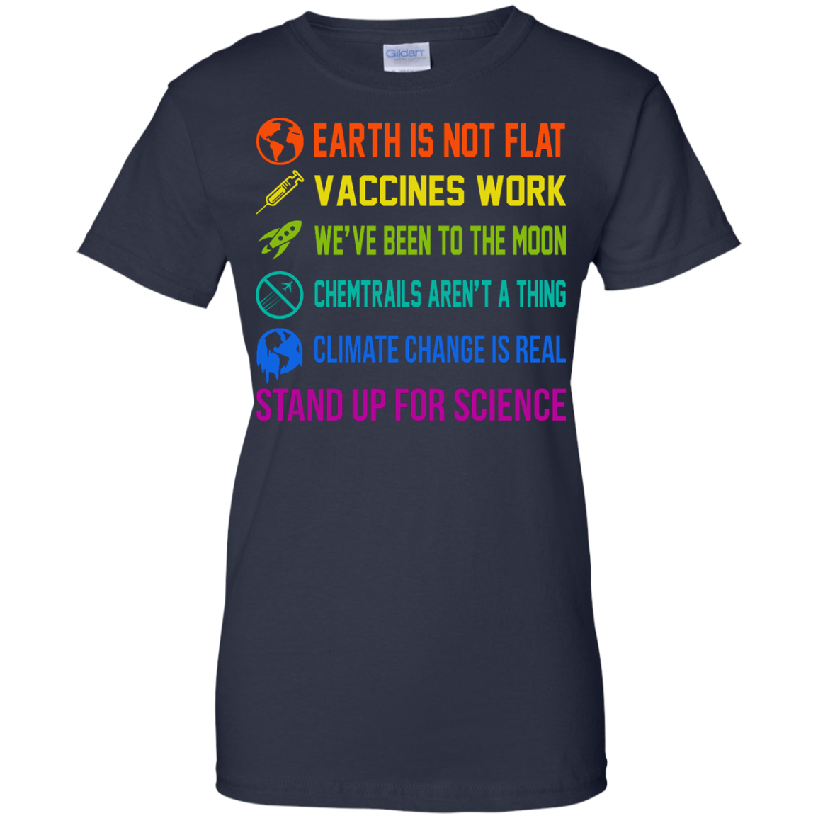 Earth is not flat! Vaccines work! Stand up for science T-Shirt - TeeDragons