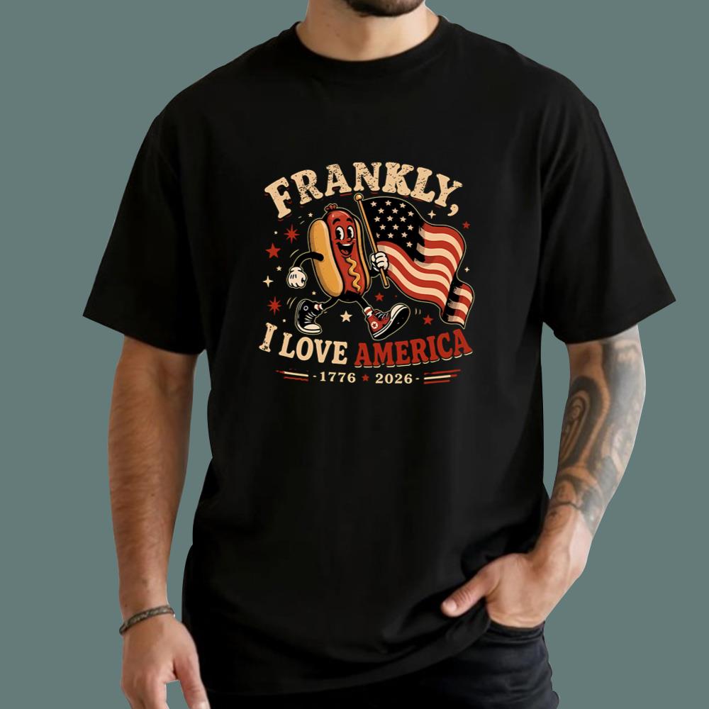 4th Of July Hot Dog Frankly I Love America 1776 2026 T-Shirt