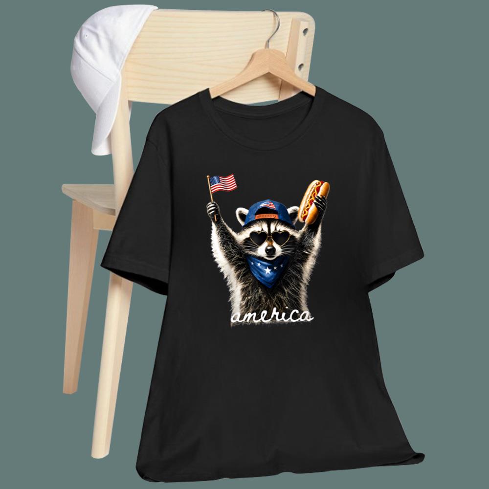 4th of July Raccoon Hot Dog T-Shirt