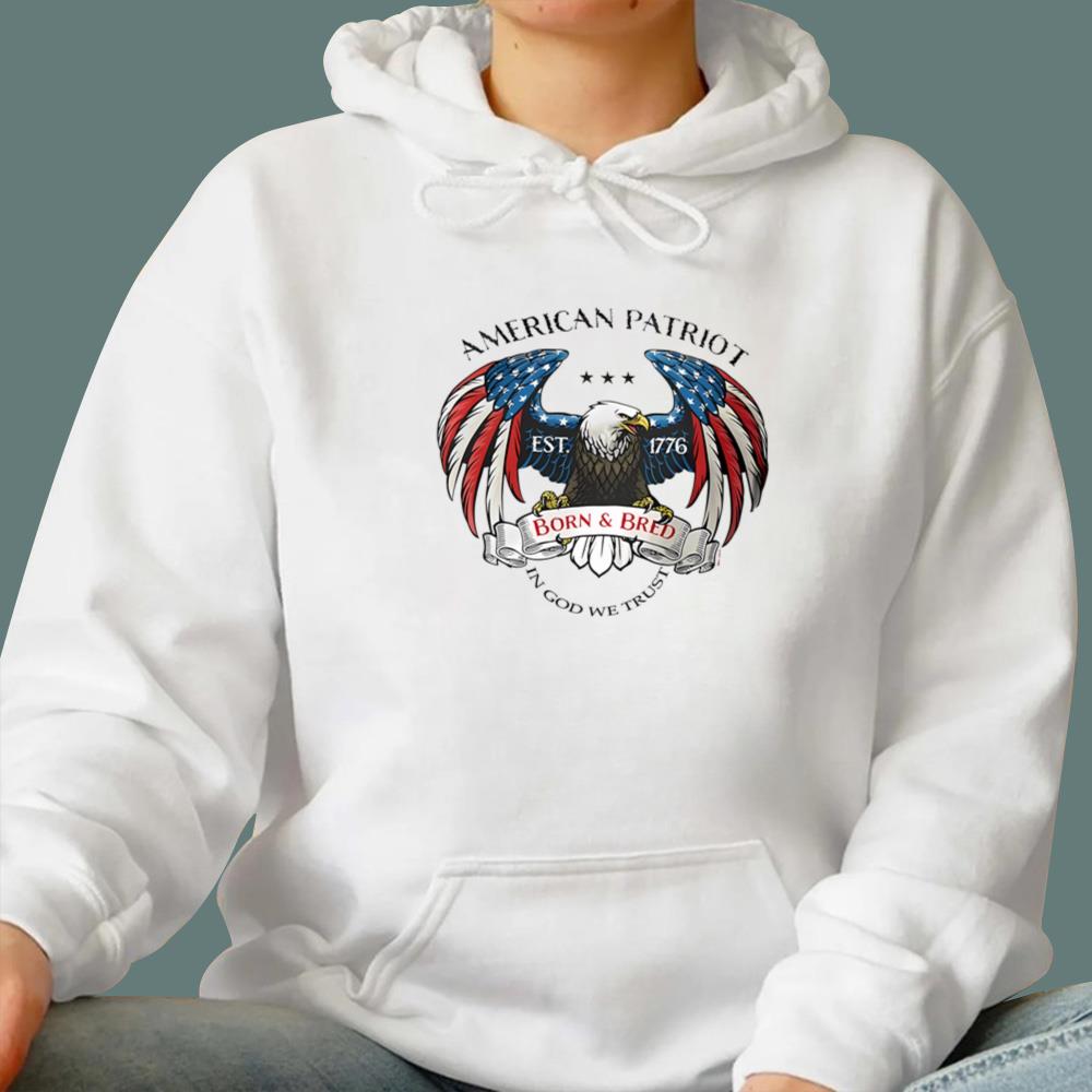American Patriot Eagle Born And Bred 1776 In God We Trust T-Shirt