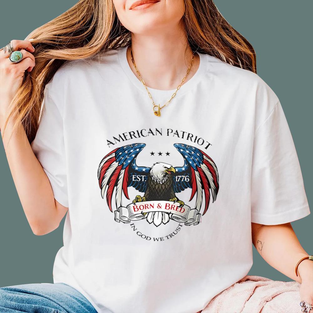 American Patriot Eagle Born And Bred 1776 In God We Trust T-Shirt