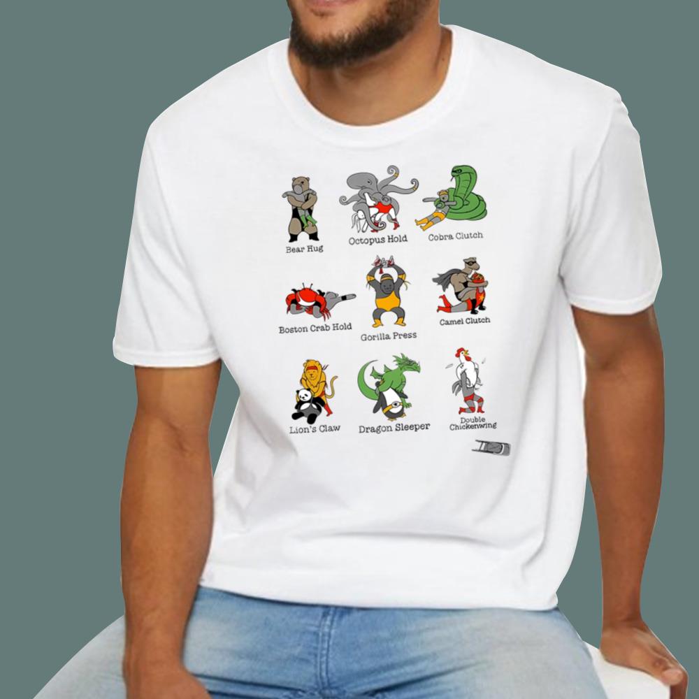 Animals Performing Wrestling Moves Named After Themselves T-Shirt - TeeDragons