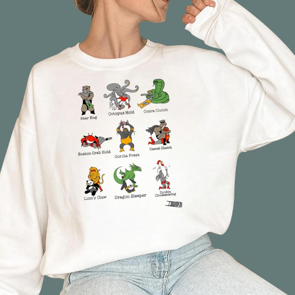 Animals Performing Wrestling Moves Named After Themselves T-Shirt - TeeDragons