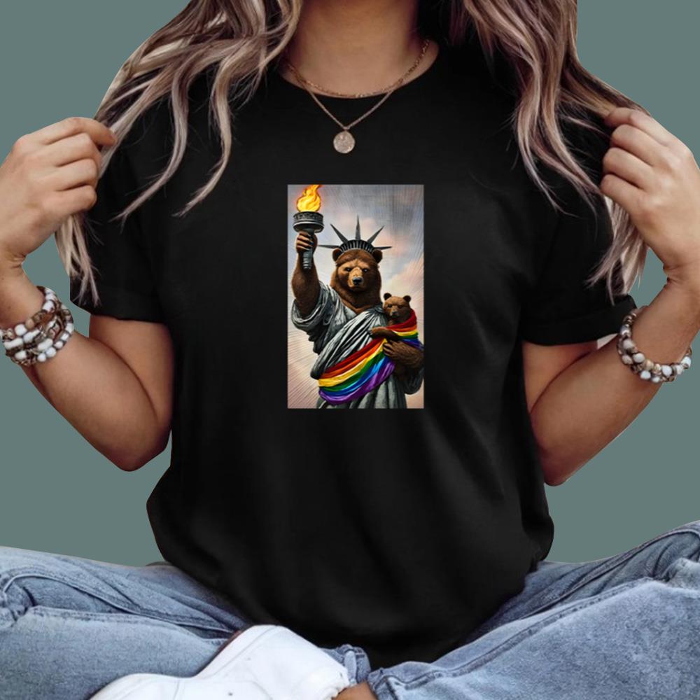 Bear Statue Of Liberty Pride T-Shirt