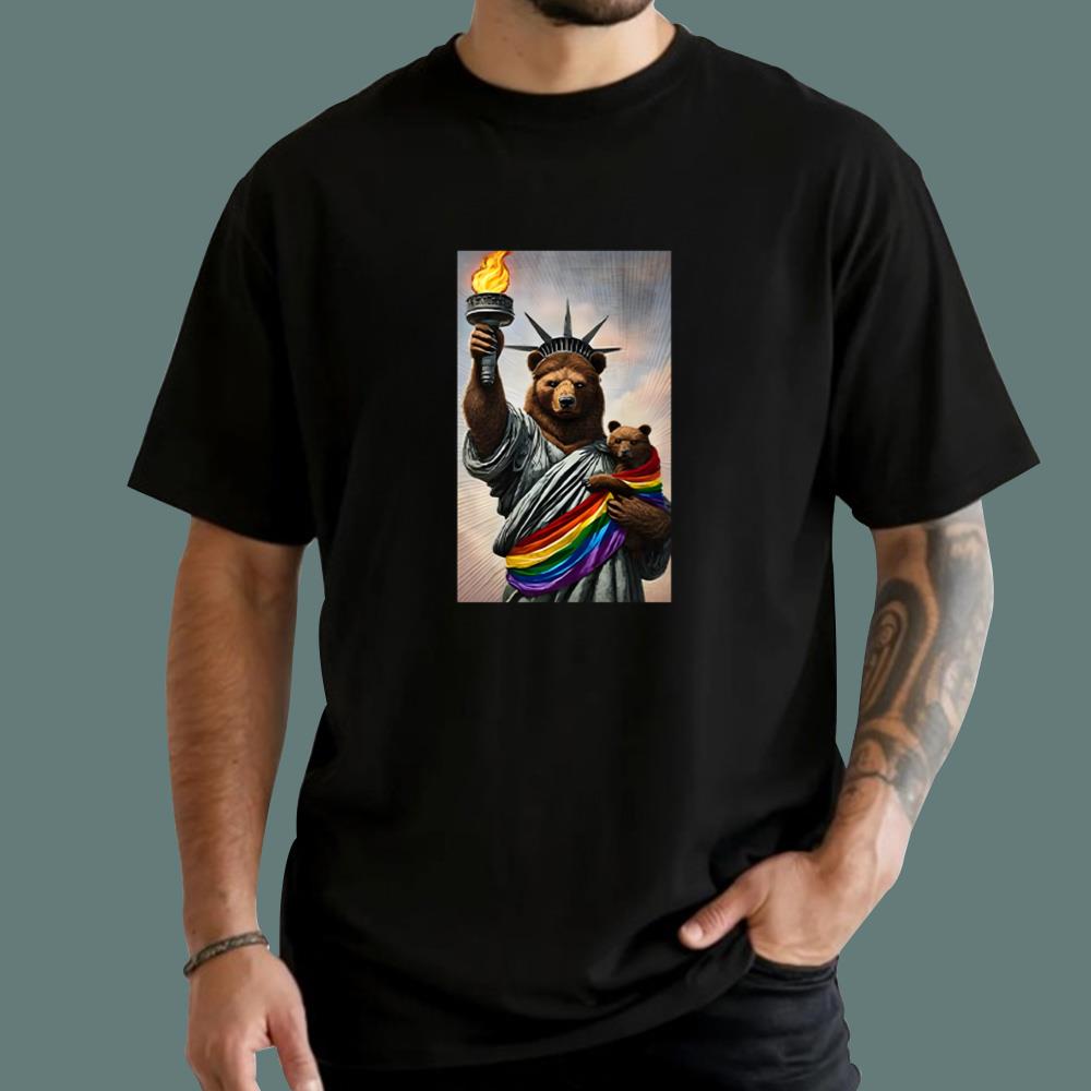 Bear Statue Of Liberty Pride T-Shirt