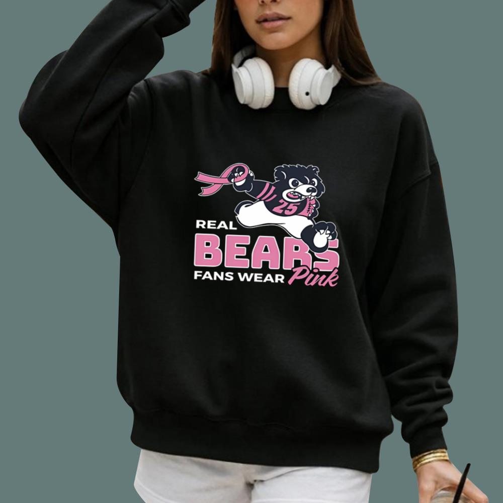Caleb Williams Real Bears Fans Wear Pink T-Shirt