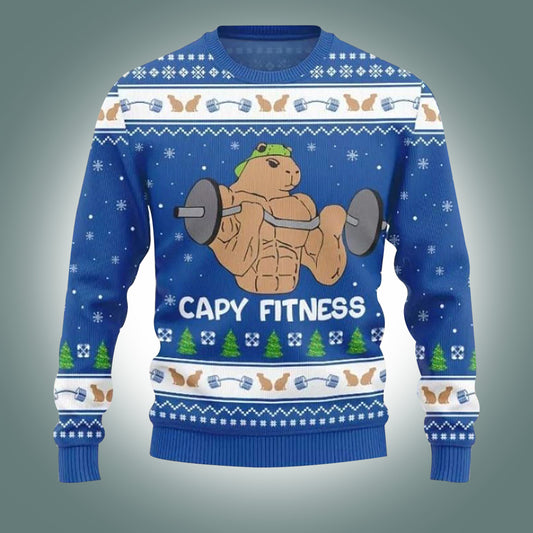Capybara Fitness Ugly Christmas Sweater