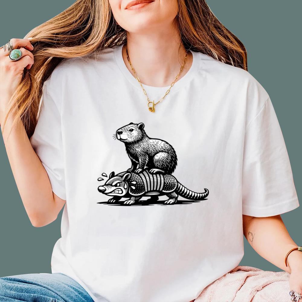 Capybara Riding Armadillo T-Shirt