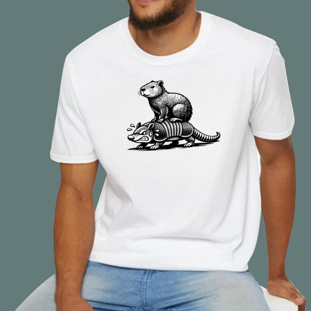 Capybara Riding Armadillo T-Shirt