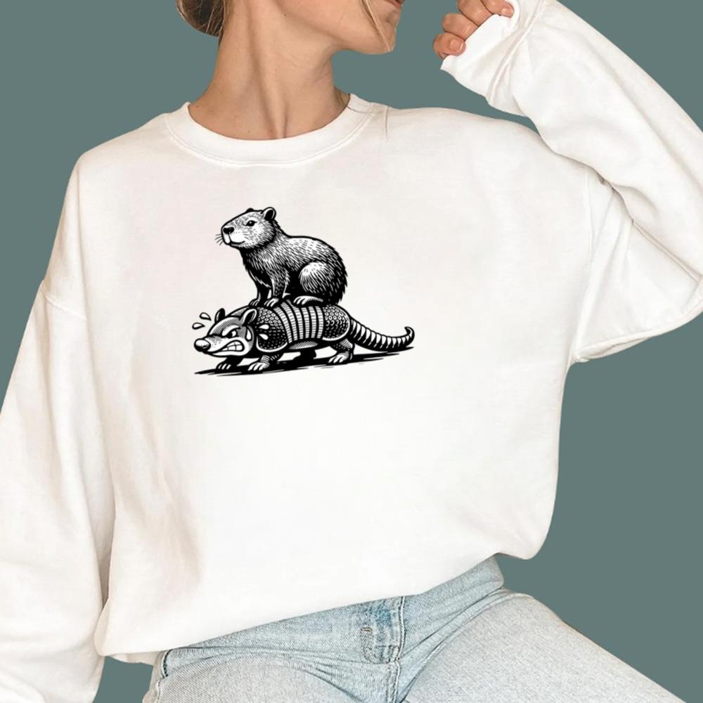 Capybara Riding Armadillo T-Shirt