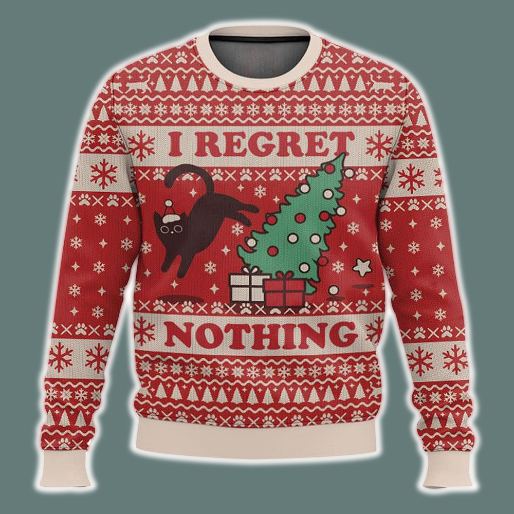 SweaterCat I Regret Nothing Ugly Christmas Sweater