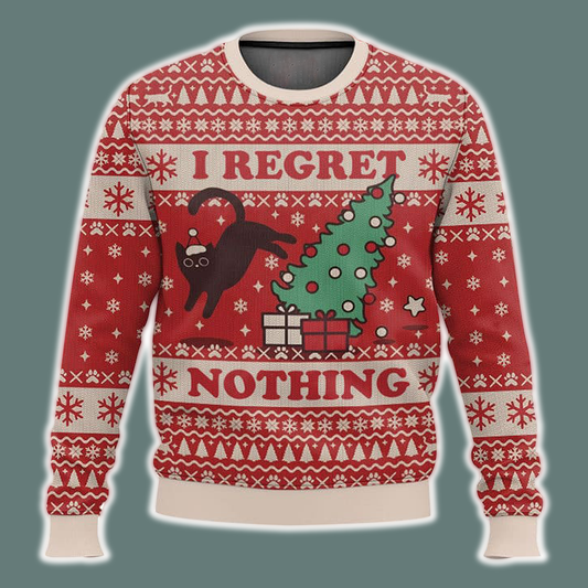 SweaterCat I Regret Nothing Ugly Christmas Sweater