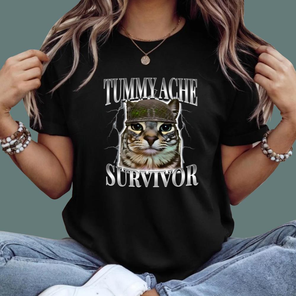 Cat Tummy Achie Survivor T-Shirt - TeeDragons