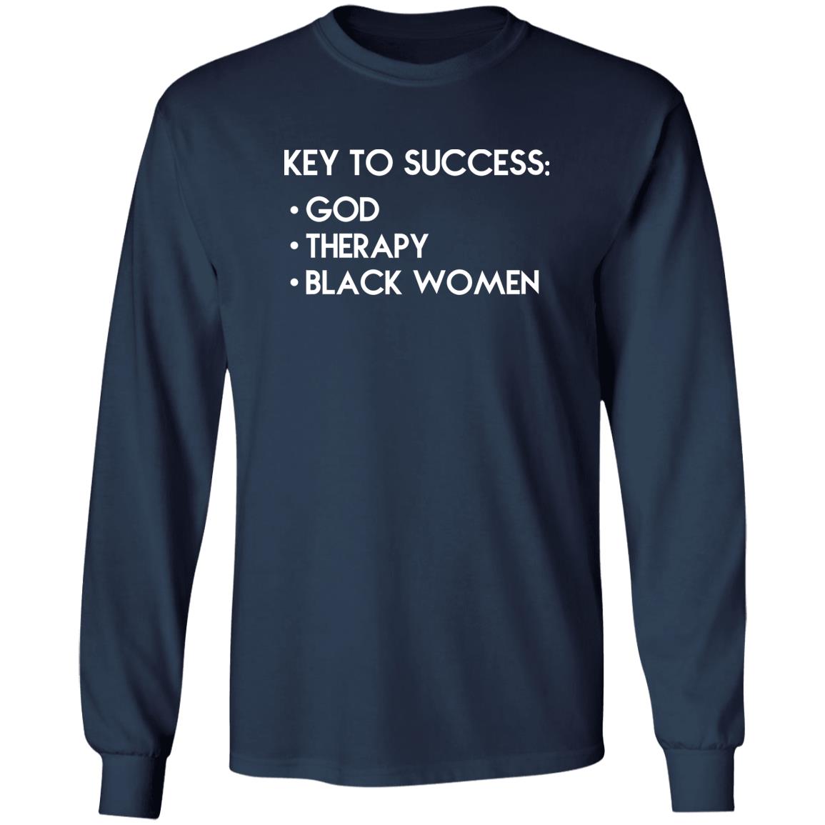 Key To Success – God – Therapy – Black Women Shirt