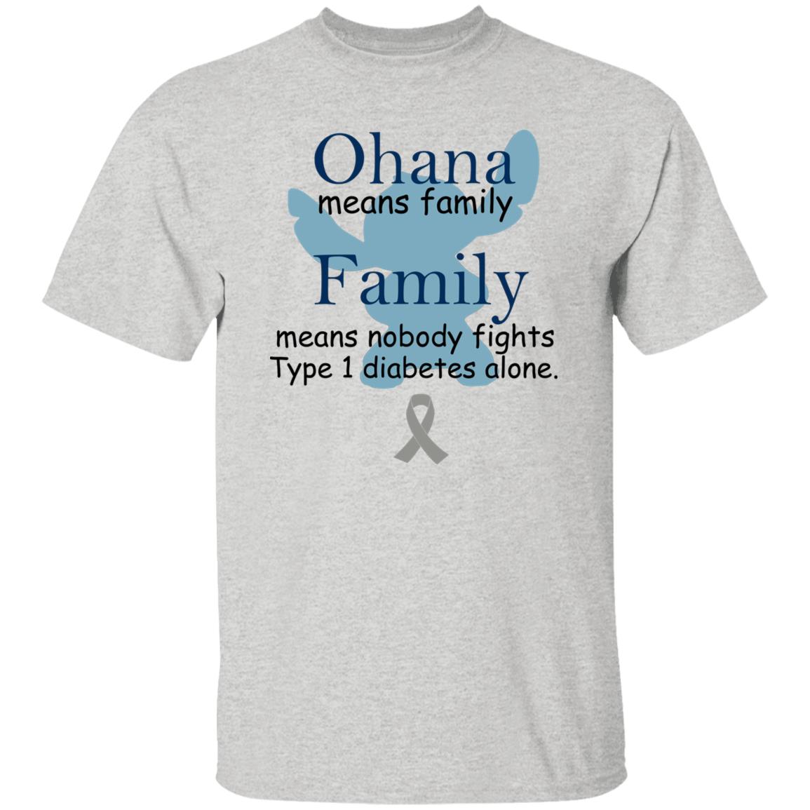 Ohana Means Family, Family Means Nobody Fights Type 1 Diabetes Alone Shirt