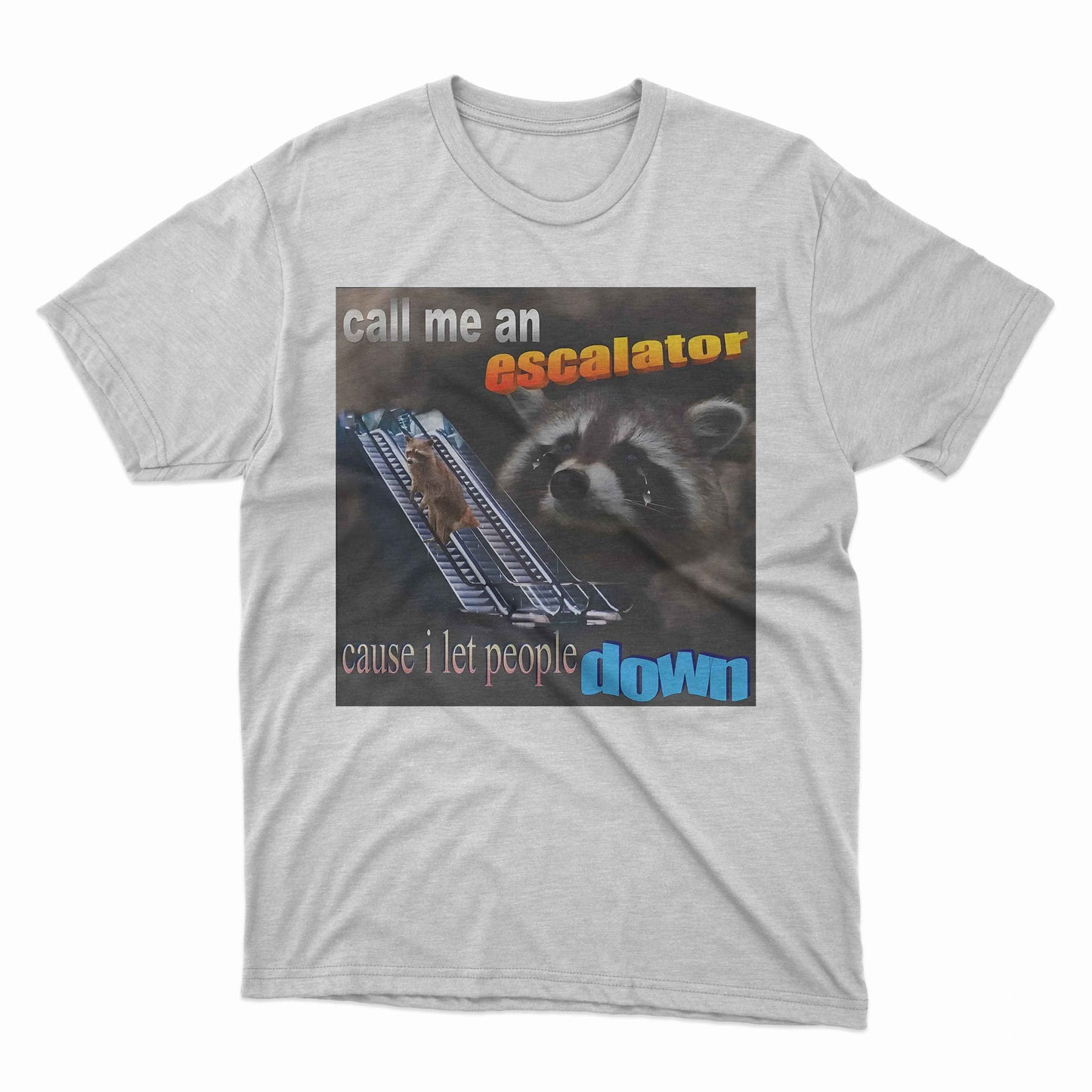 Escalator Cause I Let People Down Raccoon T-Shirt