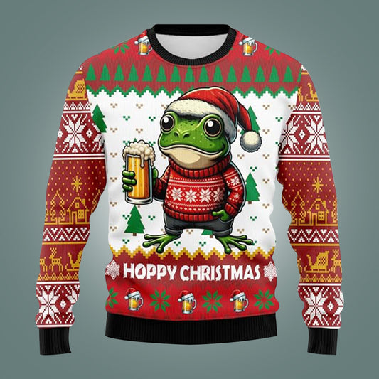 Frog Beer Hoppy Christmas Ugly Sweater