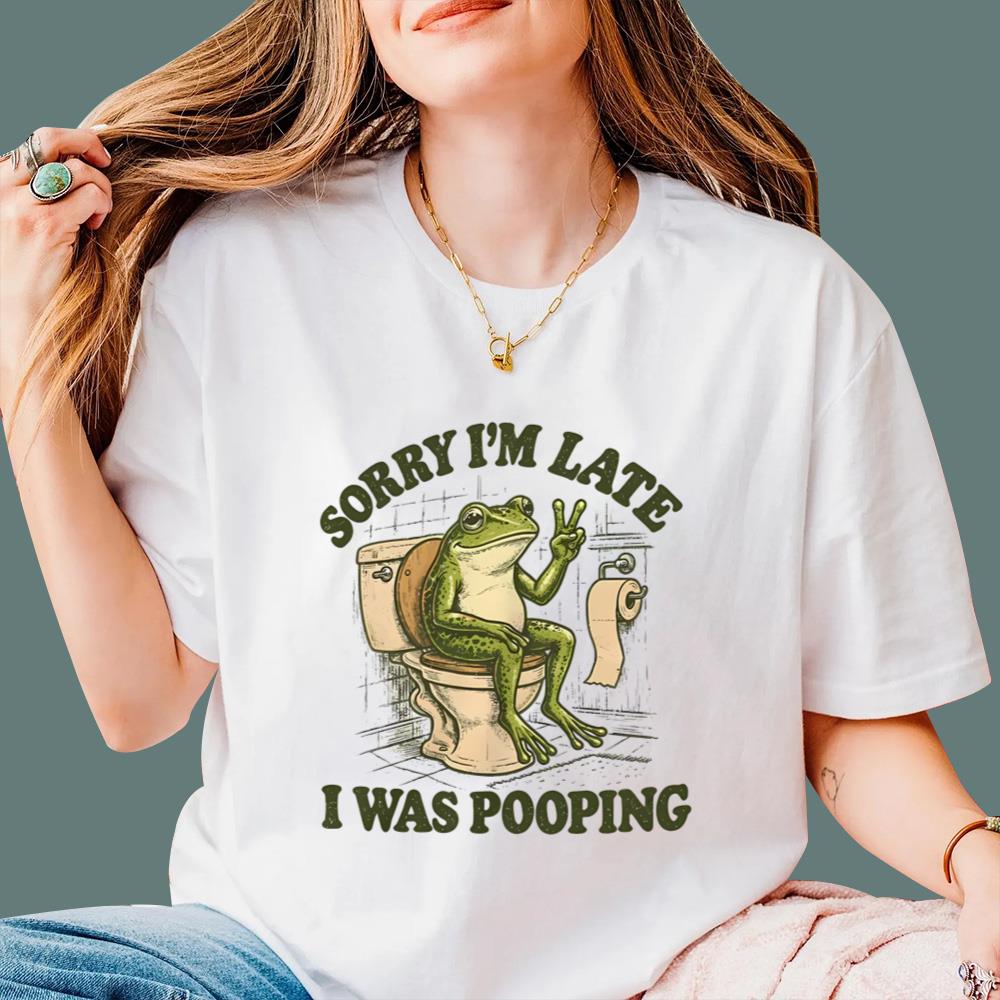 Frog Sorry I'm Late I Was Pooping T-Shirt