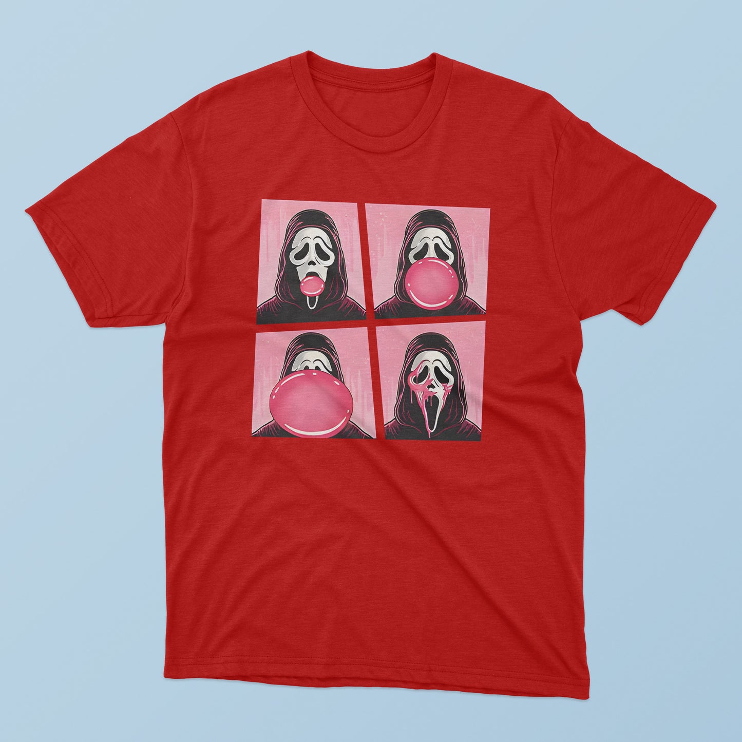 Ghostface Bubble Pink Gum Halloween T-Shirt - TeeDragons