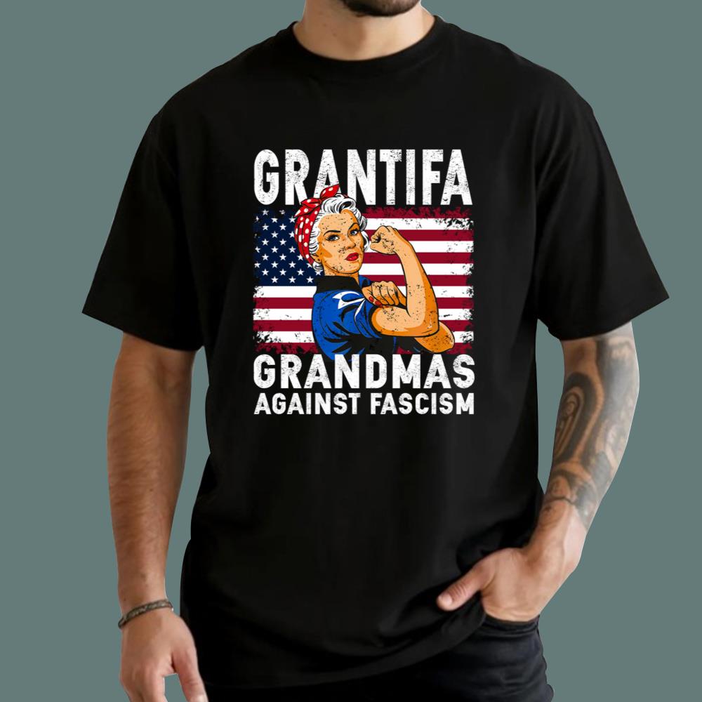 Grantifa Grandmas Against Fascism Flag T-Shirt