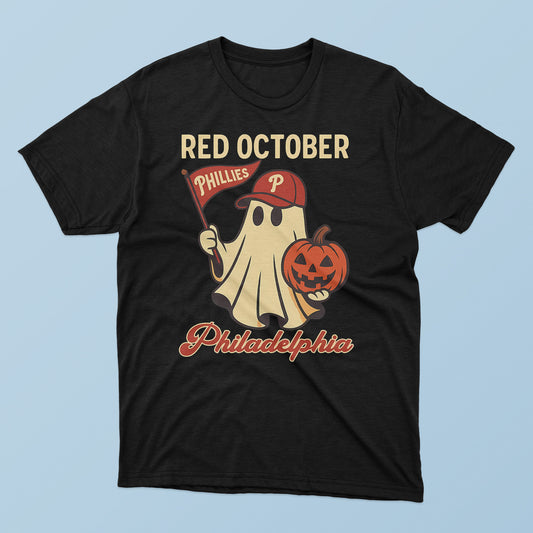 Halloween Ghost Phillies Red October T-Shirt