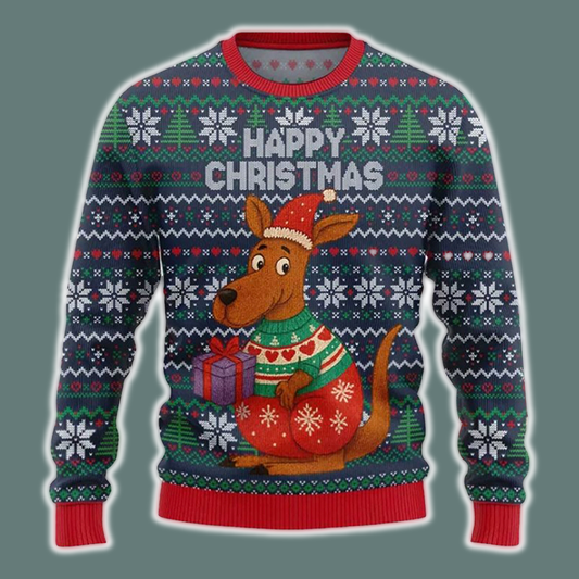 Happy Christmas Kangaroo Ugly Christmas Sweater