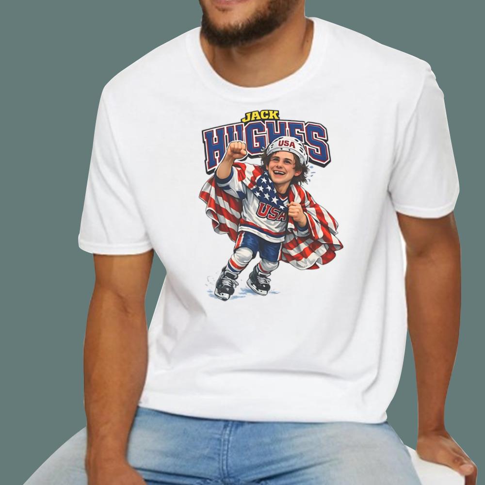 Hockey Jack Hughes Caricature T-Shirt