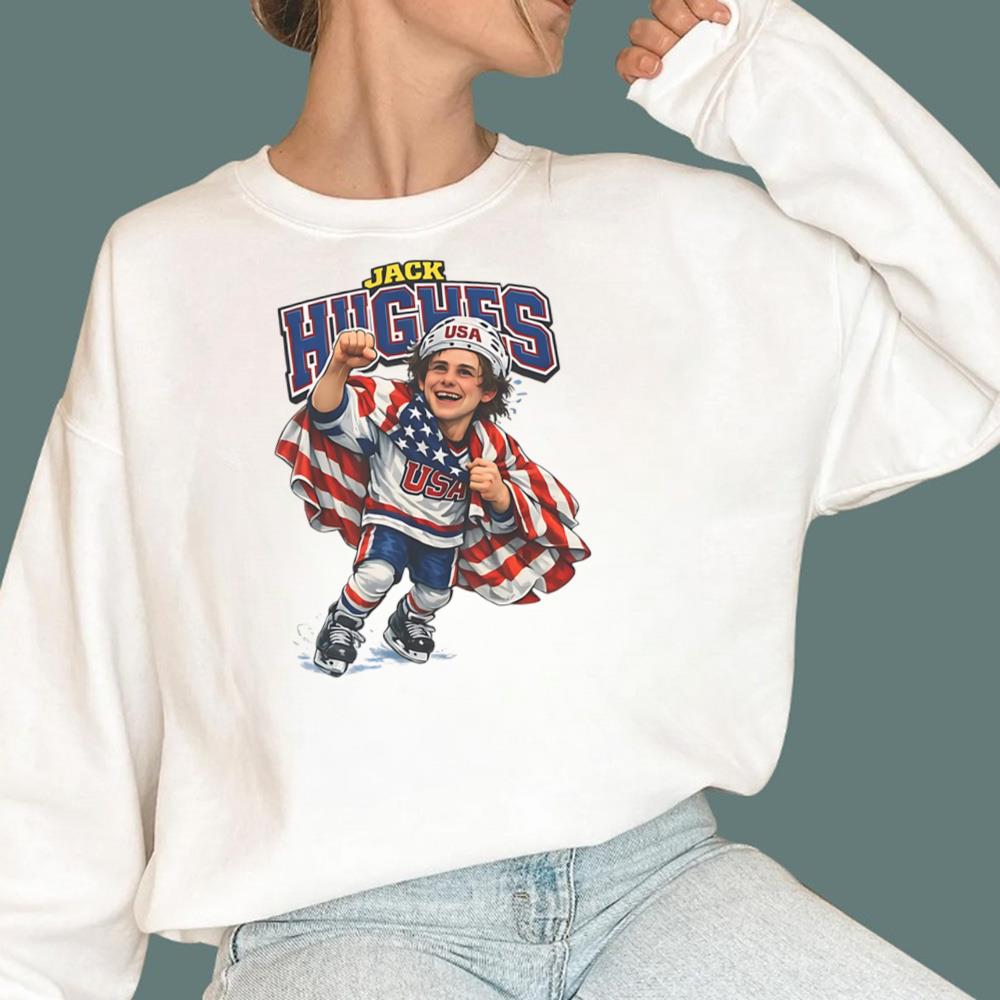 Hockey Jack Hughes Caricature T-Shirt