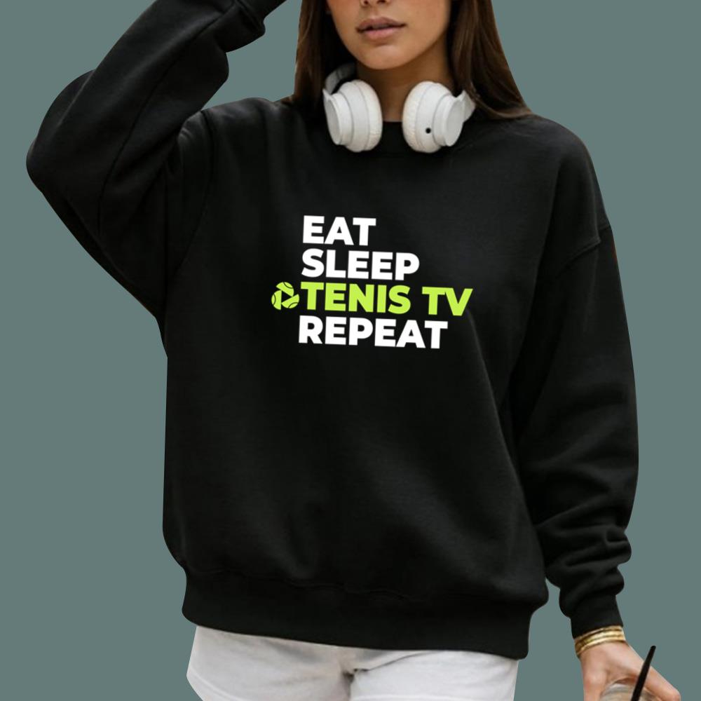 Jon Favreau Eat Sleep Tennis TV Repeat T-Shirt