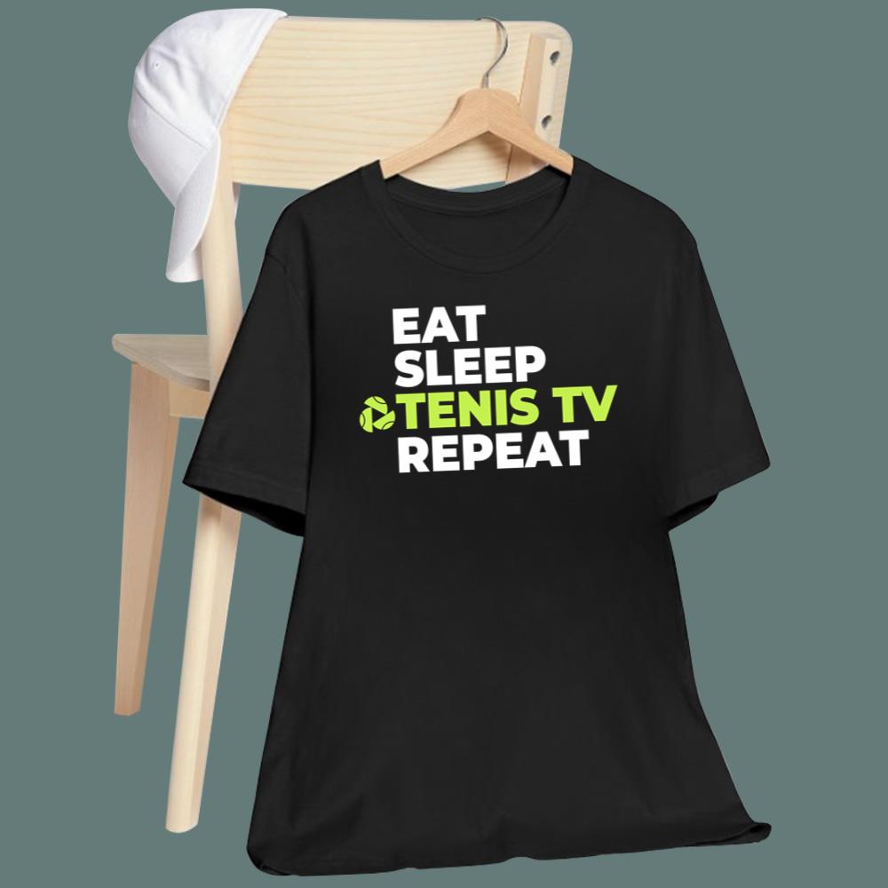 Jon Favreau Eat Sleep Tennis TV Repeat T-Shirt