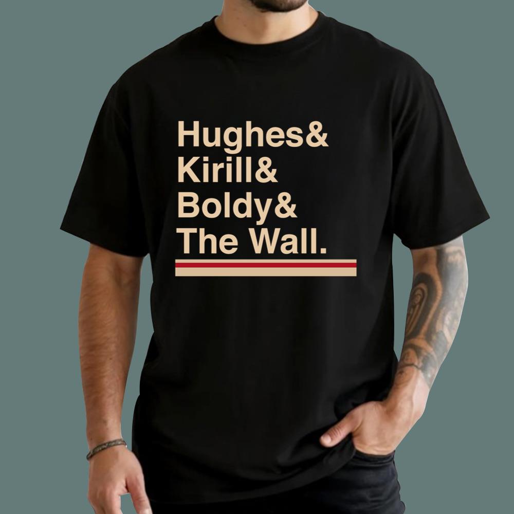 Minnesota Hockey Hughes Kirill Boldy The Wall T-Shirt