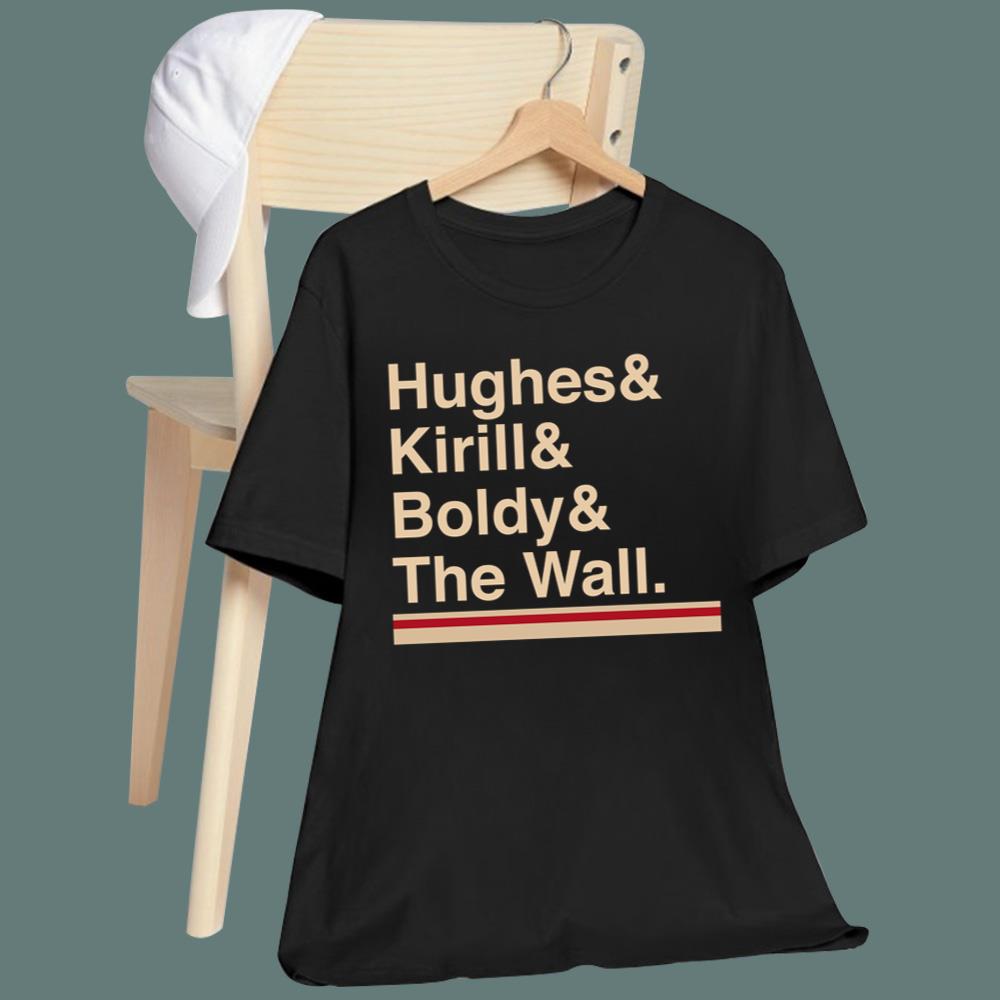 Minnesota Hockey Hughes Kirill Boldy The Wall T-Shirt
