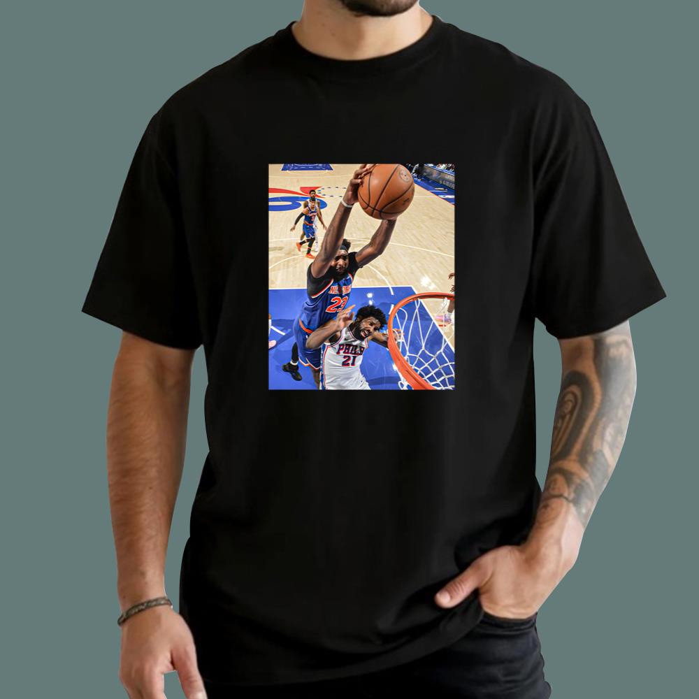 Mitchell Robinson Dunks On Joel Embiid T-Shirt