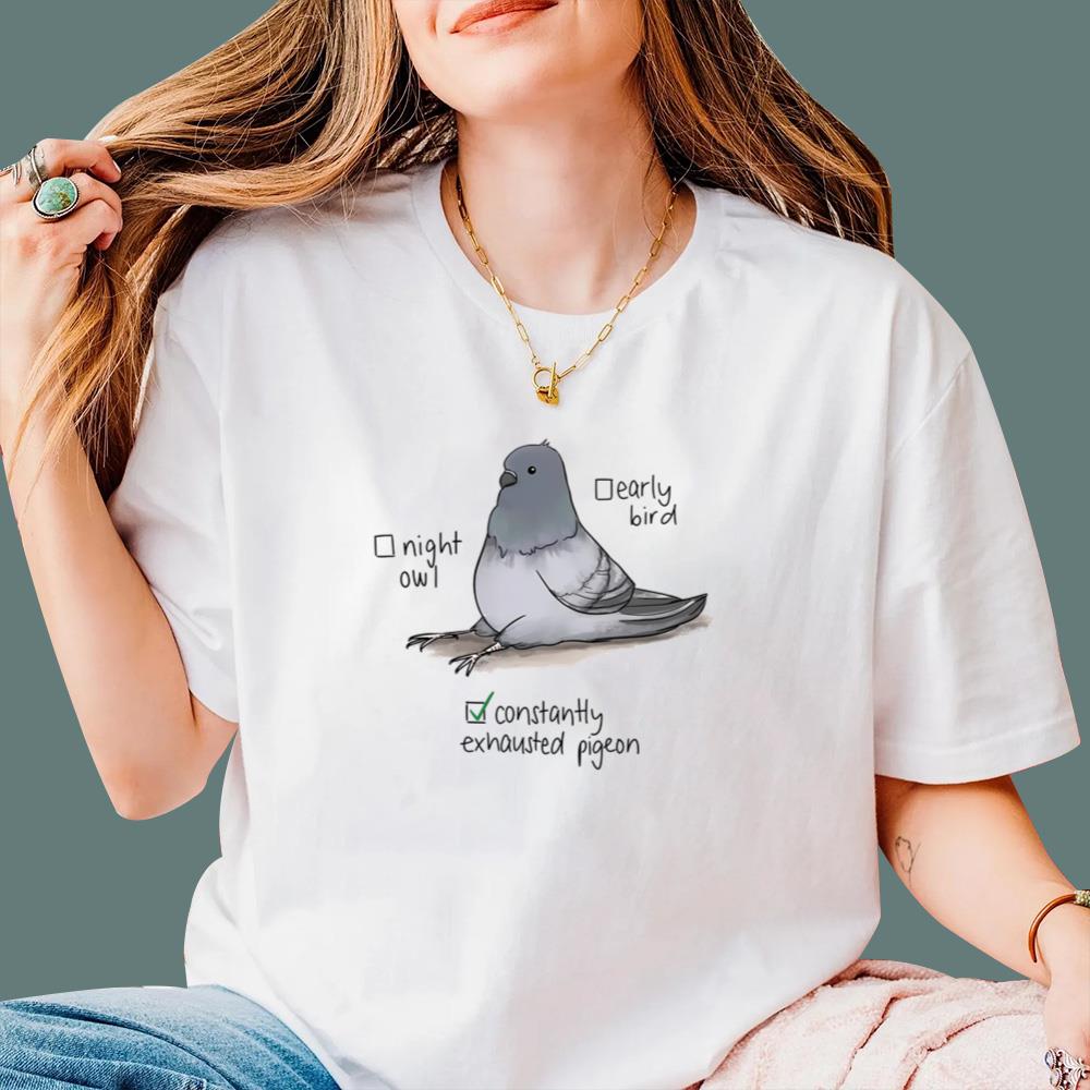 Night Owl Early Bird Constantly Exhausted Pigeon T-Shirt