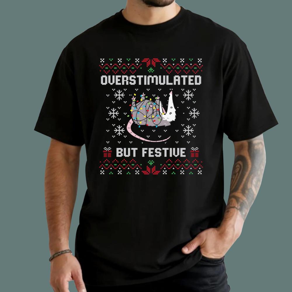 Possum Overstimulated But Festive Christmas Sweatshirt