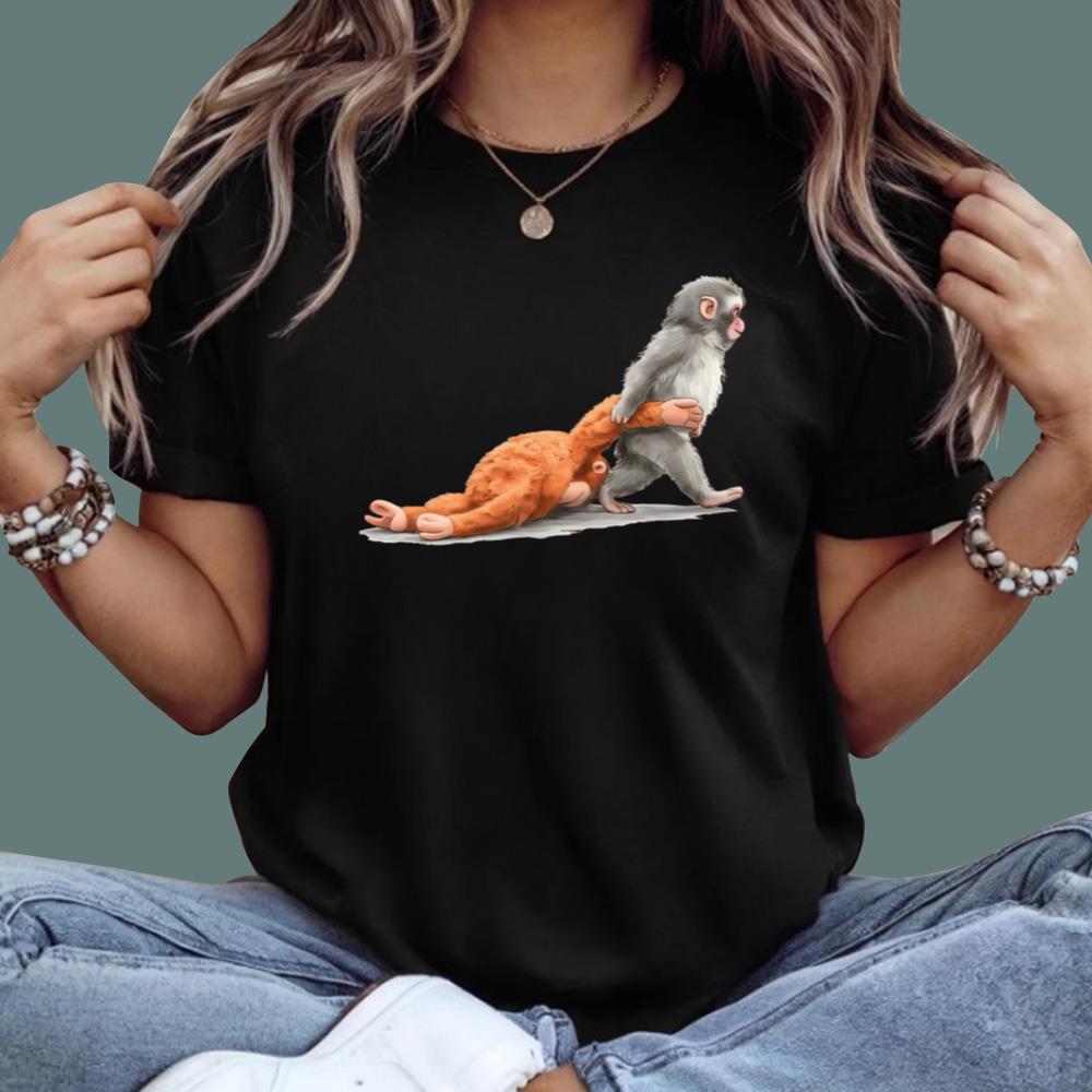 Punch Baby Monkey Holding Plush Toy T-Shirt