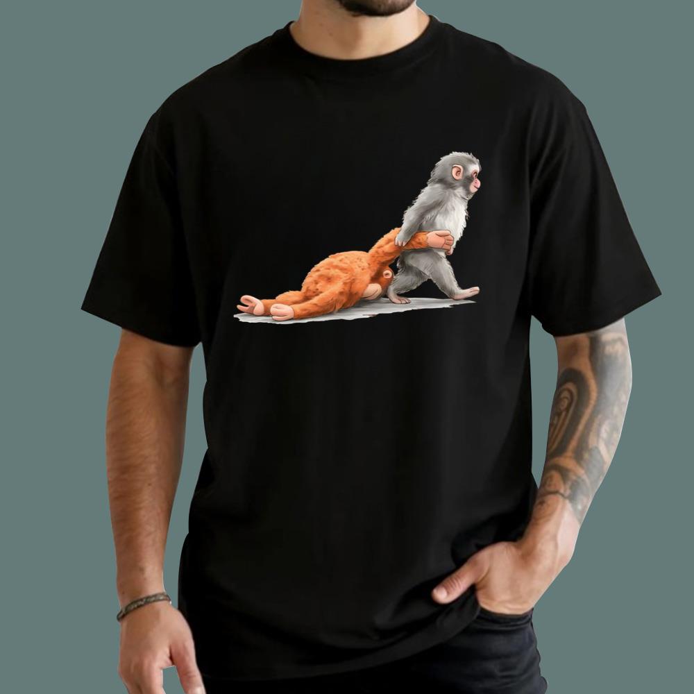 Punch Baby Monkey Holding Plush Toy T-Shirt
