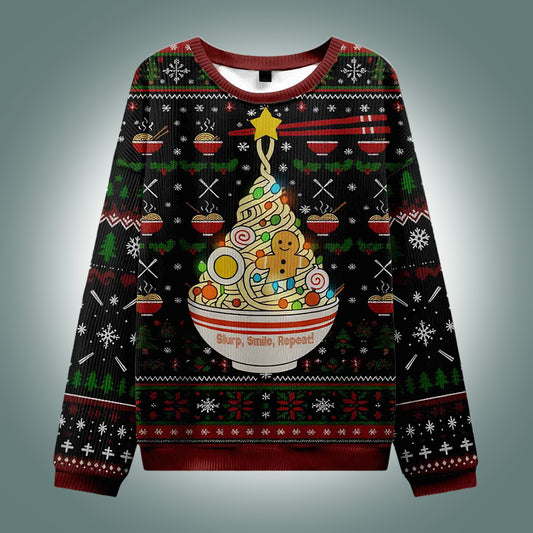 Ramen Christmas Tree Slurp Smile Repeat Ugly Christmas Sweater