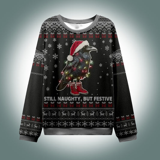 Santa Crow Still Naughty But Festive Ugly Christmas Sweater