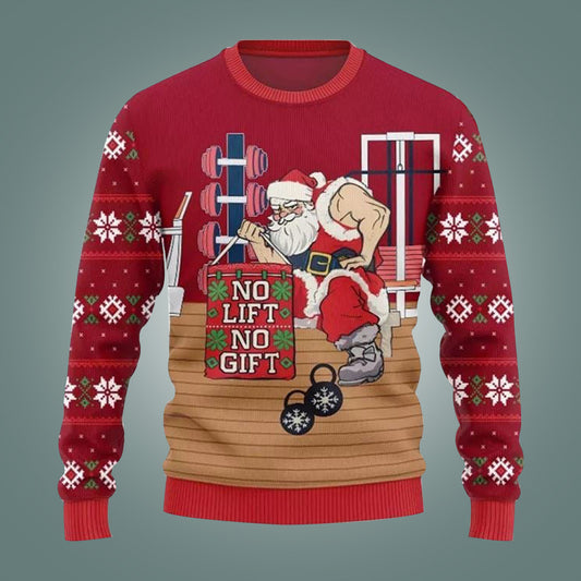 Santa No Lift No Gift Ugly Christmas Sweater