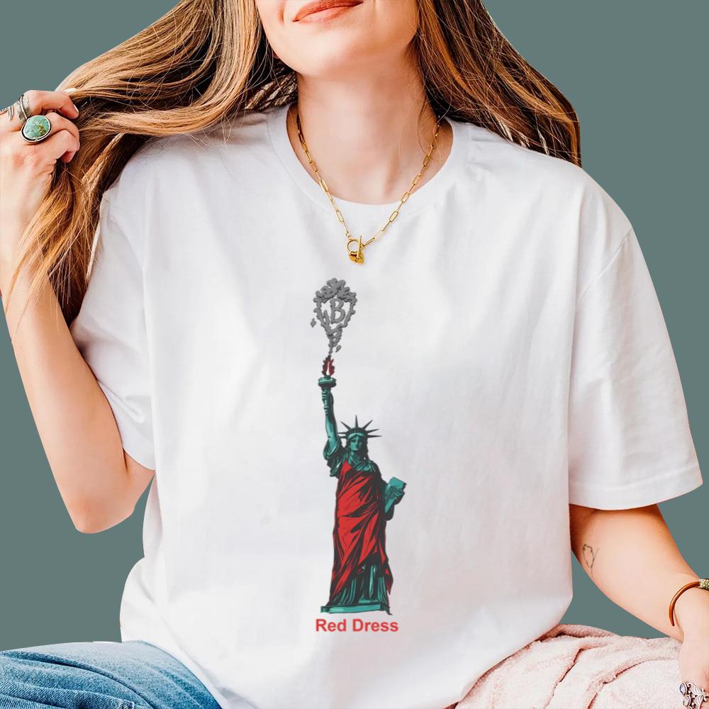 Statue Of Liberty Red Dress T-Shirt